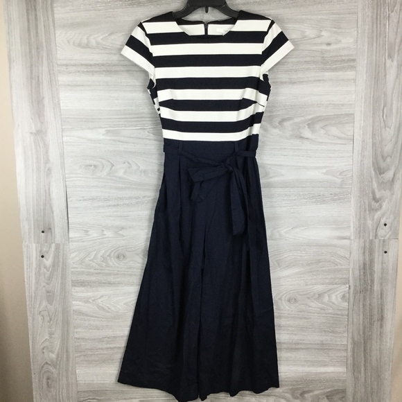 1901 stripe ponte crop jumpsuit